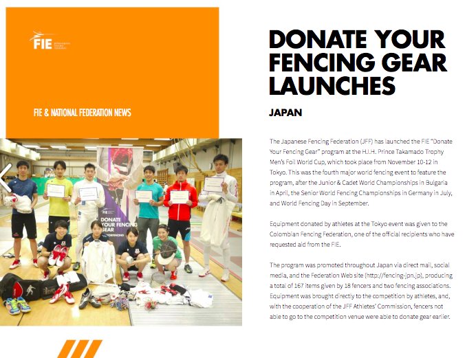 FIE_fencing's tweet photo. “I hope that donated equipment in this project will be reused in another country and as many fencers as possible can receive gear. Then I am assured it is a good opportunity to broaden our horizons for athletes.” Minobe JPN
Read more: https://t.co/9OgFZpq94y #allforfencing https://t.co/NA83O33jWb
