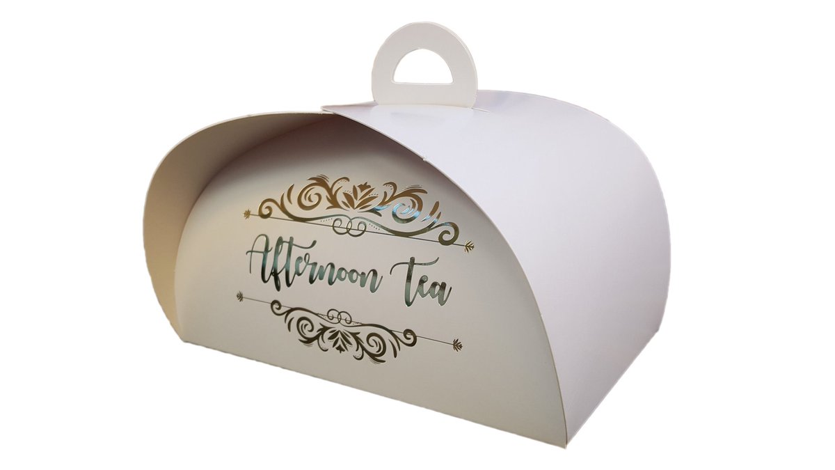 ElitePackaging's tweet photo. Generic foiled afternoon tea boxes, ideal for take home patisseries/cream teas. Contact sales@elitepackagingcompany.co.uk for more info https://t.co/Ga91JWxW8Q