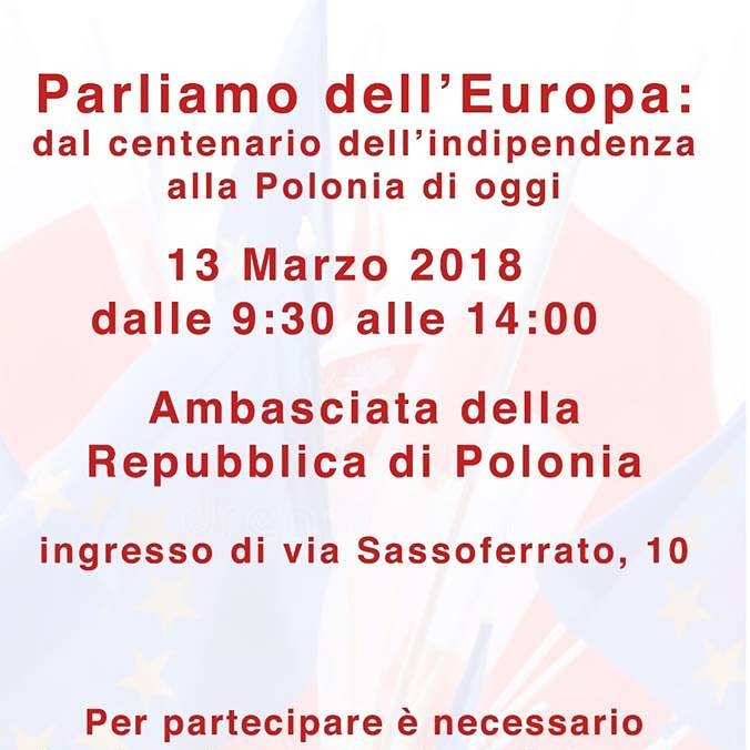 Convegno promosso dalla Gfe e dall'ambasciata polacca, con la partnership dell'associazione diplomatici (forum diplomacy 2018).

Chi volesse partecipare può scrivere un email a gfelazio@gmail.com oppure mandare un messaggio alla pagina, entro il 12 Marzo.