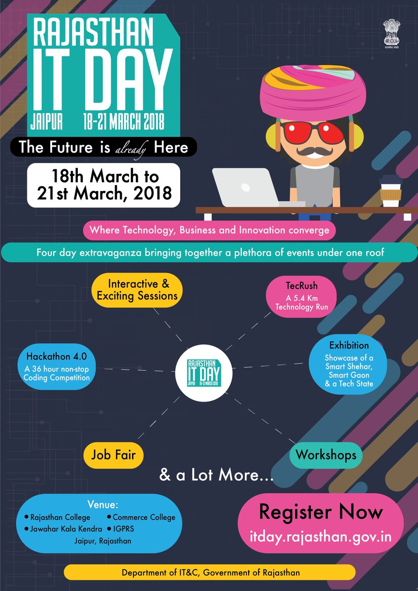 YourStoryCo's tweet photo. .@RajITday is bringing you a one-stop-destination to experience and connect with the latest technologies. Register now! https://t.co/AjsU06tC0f  
#FutureIsHere #RajITDay2018 https://t.co/MMgf3UlViX