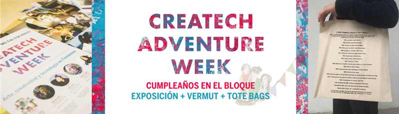 utopic_us's tweet photo. 👁️‍🗨️ Hoy a las 13:30h no te puedes perder el cierre de la #CreatechAdventureWeek arte y tecnología en femenino. Veremos la exposición del taller “Cumpleaños en el bloque” y ¡brindaremos con vermut!
Además, te llevarás una totebag. Apúntate aquí 👉 https://t.co/dbs2aokmoE https://t.co/HYEDsj7eP0