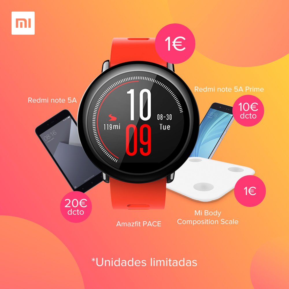 XiaomiEspana's tweet photo. ¡Celebra con nosotros los días de dispositivos inteligentes y podrás llevarte una #AmazfitPace o una #MiScale por solo 1€! No dejes escapar nuestras descuentos exclusivos los próximos 13 y 14 de marzo. https://t.co/kZgSs0sqGA https://t.co/5VO1CHtWzl