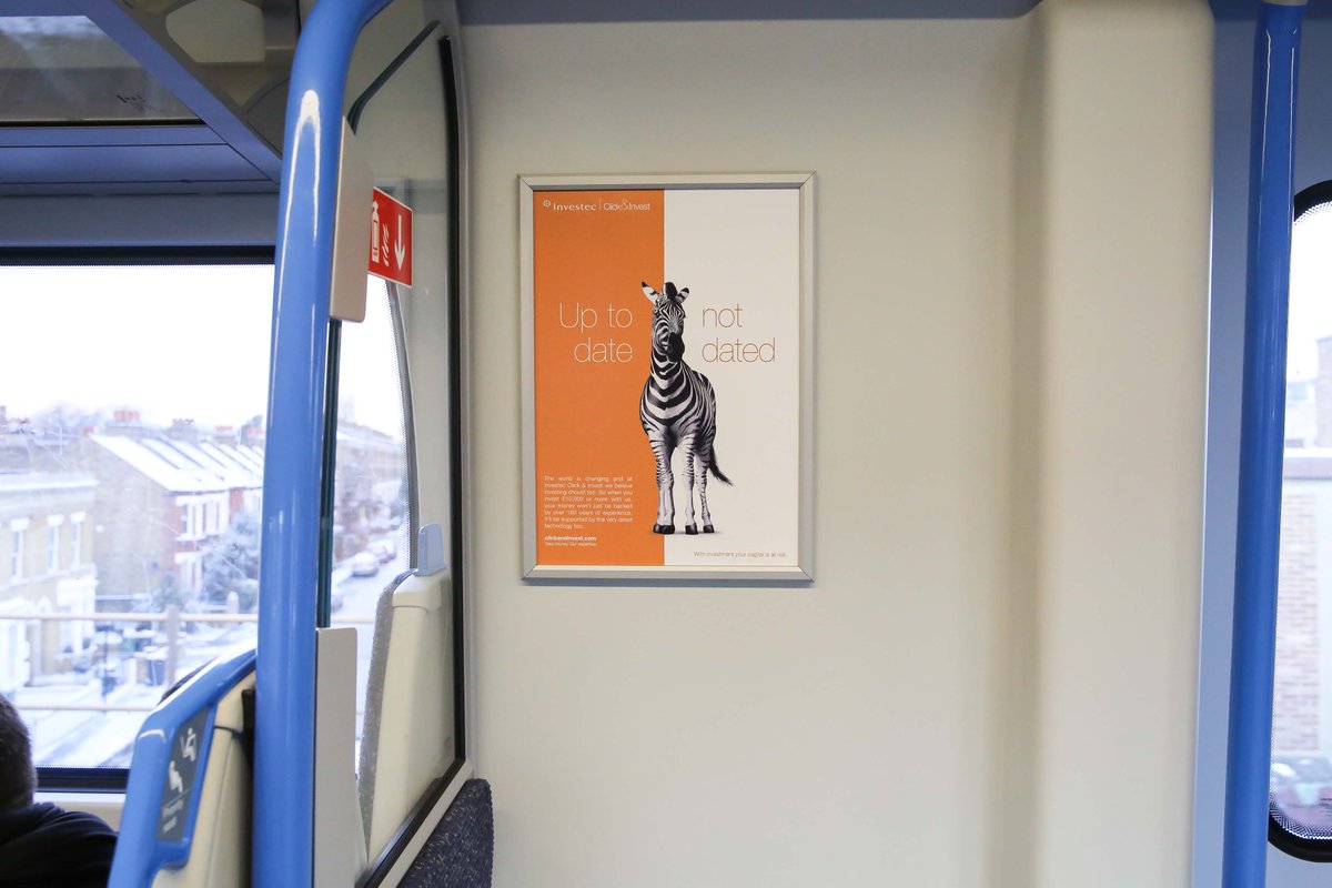 Spot the stripes! <a href="/Investec/">Investec</a> advertising their #ClickandCollect product with a multi-creative, single-zebra #Traincard campaign <a href="/CreamUK/">Cream</a> #OOH