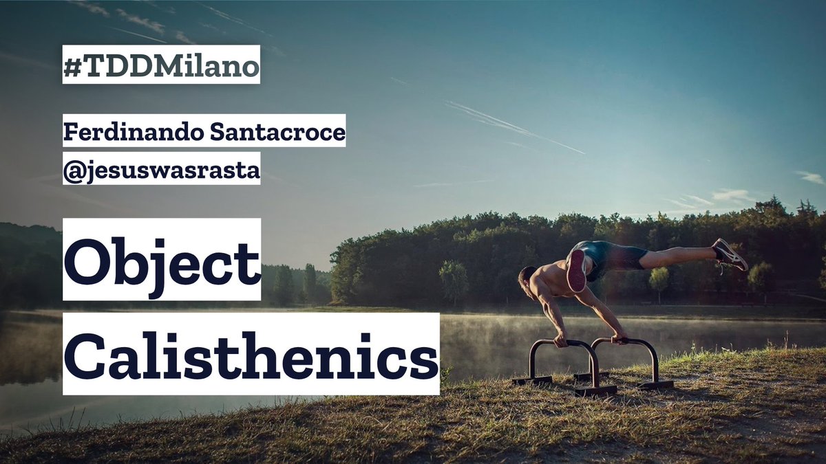 jesuswasrasta's tweet photo. Qui le slide del workshop tenuto ieri al #TDDMilano. Grazie a tutti, è stato un piacere! :D
Object Calisthenics https://t.co/KSoSYhX9DD @f_lombardo @granagli4 @PhenoCoder #TDD #OOP #ObjectCalisthenics #kata #meetup
Mancavi solo tu @andreafrancia! :D https://t.co/533kHs7u3W