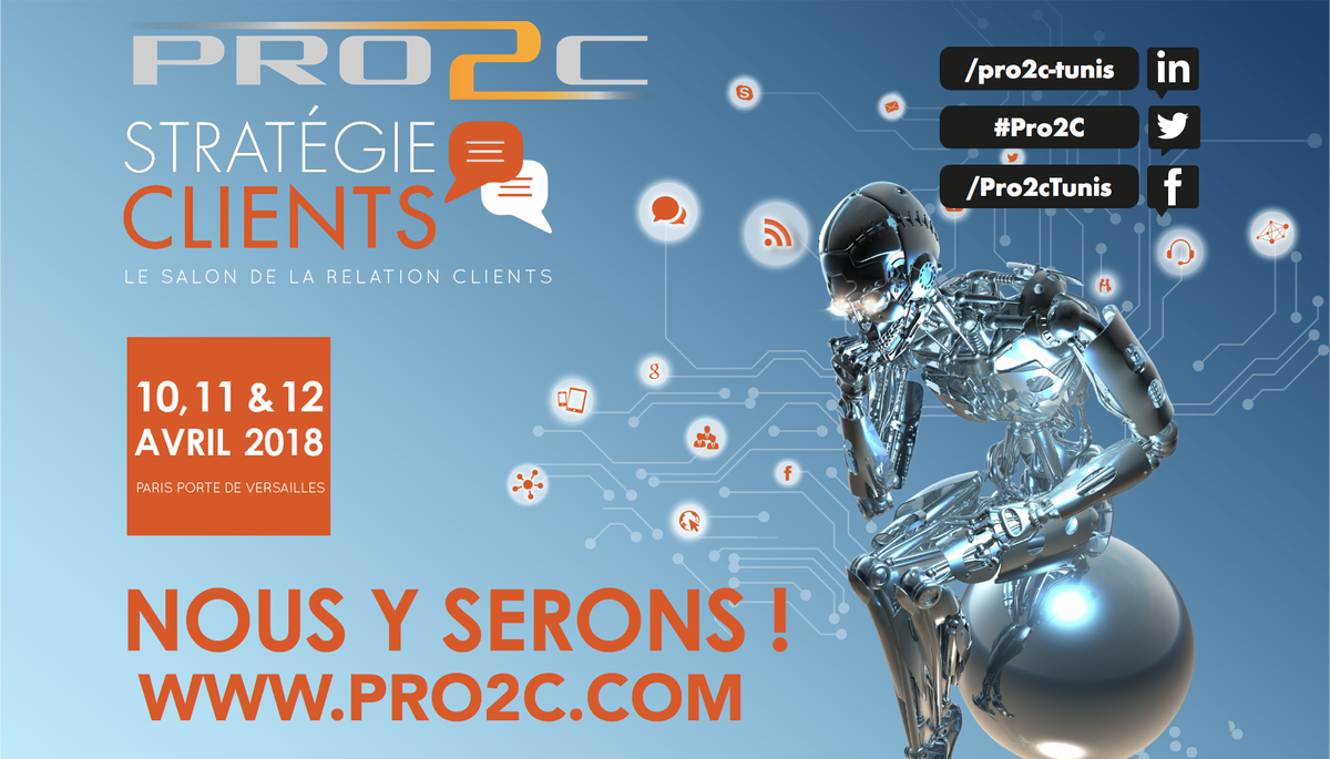 pro2c_tunis's tweet photo. #Pro2C sera à #Stratégie_Client ! RDV stand N18 !!! les 10, 11 et 12 avril pour découvrir nos nouveautés & rencontrer nos experts.
Badge : https://t.co/RG9WqaZCmp https://t.co/TUie3uZQFZ