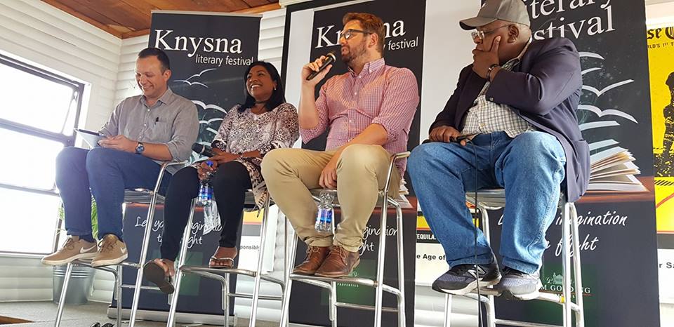 The @KnysnaLitFest is well underway! Pieter du Toit saying 'journalists having a front row seat to history unfolding'. Book your car with @drivingafrica today and make your way to the #KnysnaLitFest #Fateofthenation #politicalpanel #KnysnaLiterayFestival #KnysnaLitFest2018