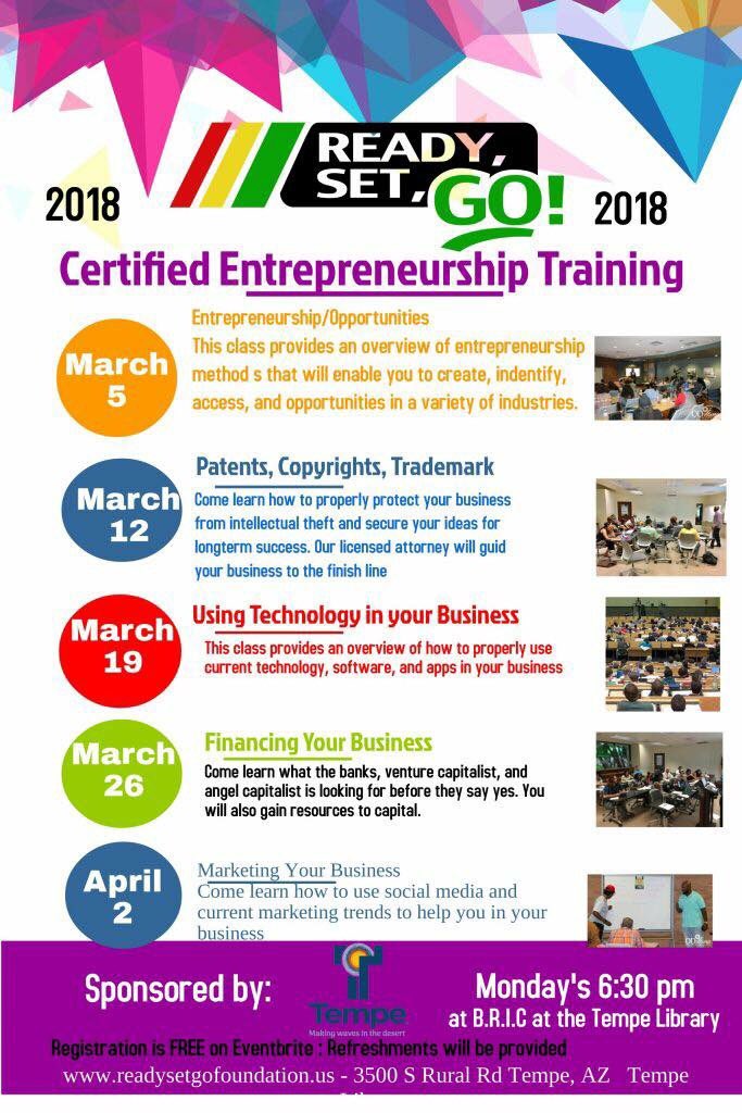 RSGFoundation's tweet photo. Support Ready Set Go #Foundation , 501c3 Non Profit, Certified #Entrepreneurship #Training Monday March 12, 2018 6:30pm. #Legal Issues! It’s #FREE and comes with Food! Register Now 

https://t.co/orRQjsRwQN https://t.co/QkCSZhvqgO