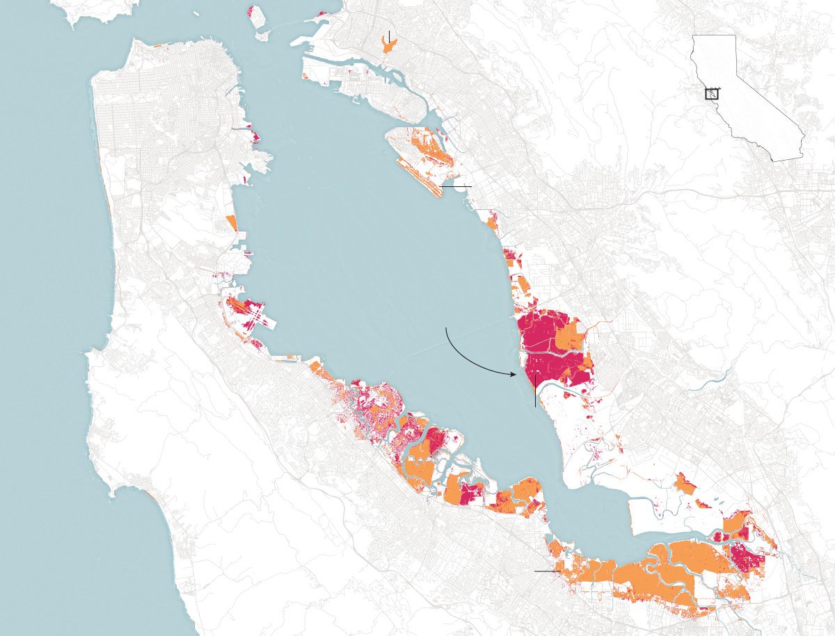 scape_studio's tweet photo. New research factors in #subsidence, which will increase the potential reach and damage of flooding in the Bay Area. @genevawirth is quoted in a @KQED response to the study, discussing the role of #PublicSediment in approaching these changes: More here: https://t.co/pdb3g8WFNC. https://t.co/a6VU1GDlkD