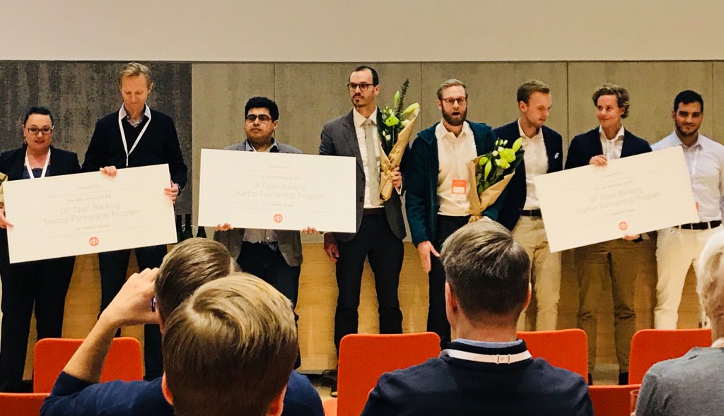 AccentureFI's tweet photo. At the end of the #OPxOpenBanking Demo Day we’ve heard excellent pitches from startups, but there can only be 3 winners. And they are... @minnatech, @Ernit_Official and @fractalLabs. Congratulations for the winners who are now continuing to co-creation phase with @OP_Ryhma! https://t.co/pplAoIQi1h