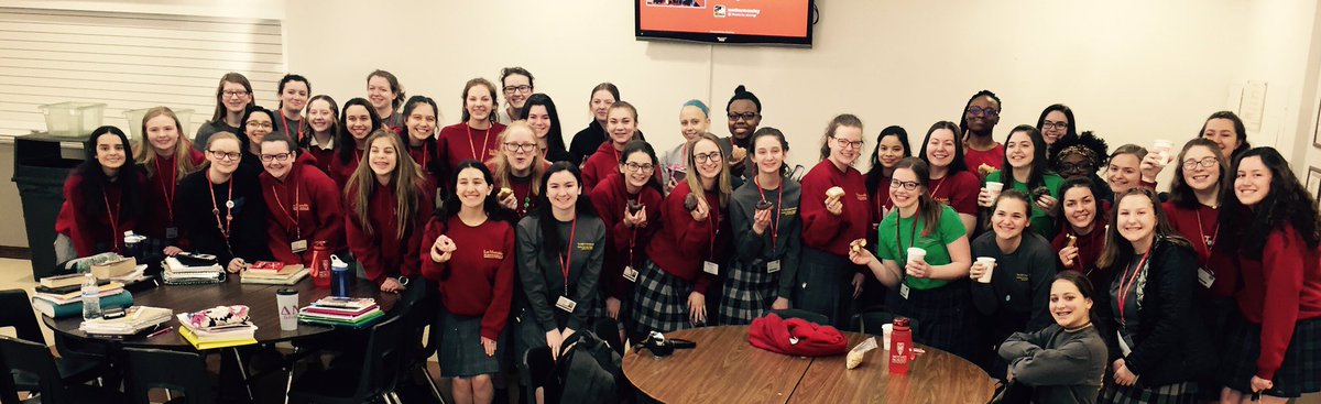 Started the day with donuts and showshirts to celebrate theatre in our schools 💙💛 <a href="/mcauleytheater/">McAuley Thespians 🎭</a> <a href="/IllinoisTheatre/">IL Theatre Assoc.</a>