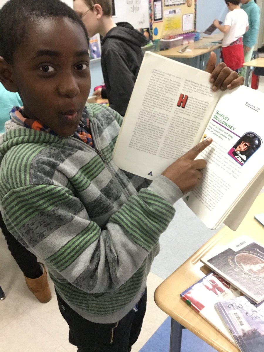 Martin_Martians's tweet photo. Students in Block 2 are using book stations to help pick a woman they will research for their #womenshistory digital project. This student was excited to show me about a female drag car racer. "She likes racing like you, Mrs. M". #Martin_Martians #BanksBest https://t.co/1IFmoM4vf2