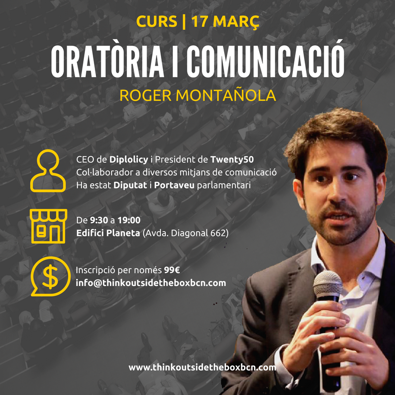 albertguivernau's tweet photo. 📢 Curs d'Oratòria i Comunicació amb Roger Montañola
❗ÚLTIMES PLACES❗

📅 Dissabte 17 de Març a Barcelona
⬇ Inscripcions obertes ⬇
https://t.co/oluJux23Tk https://t.co/jAbwIPO7gg