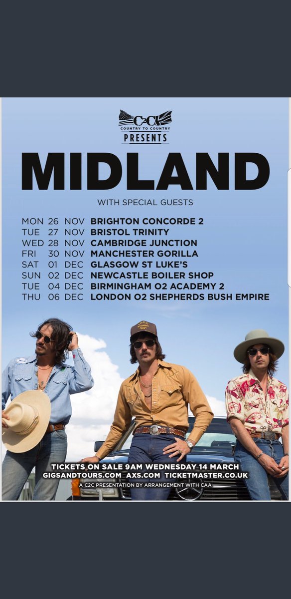 trunk2's tweet image. Tickets booked in the last few weeks for @theshiresuk @dariusrucker @lukecombs and next week @MidlandOfficial great time for #countrymusic in the UK 🤠