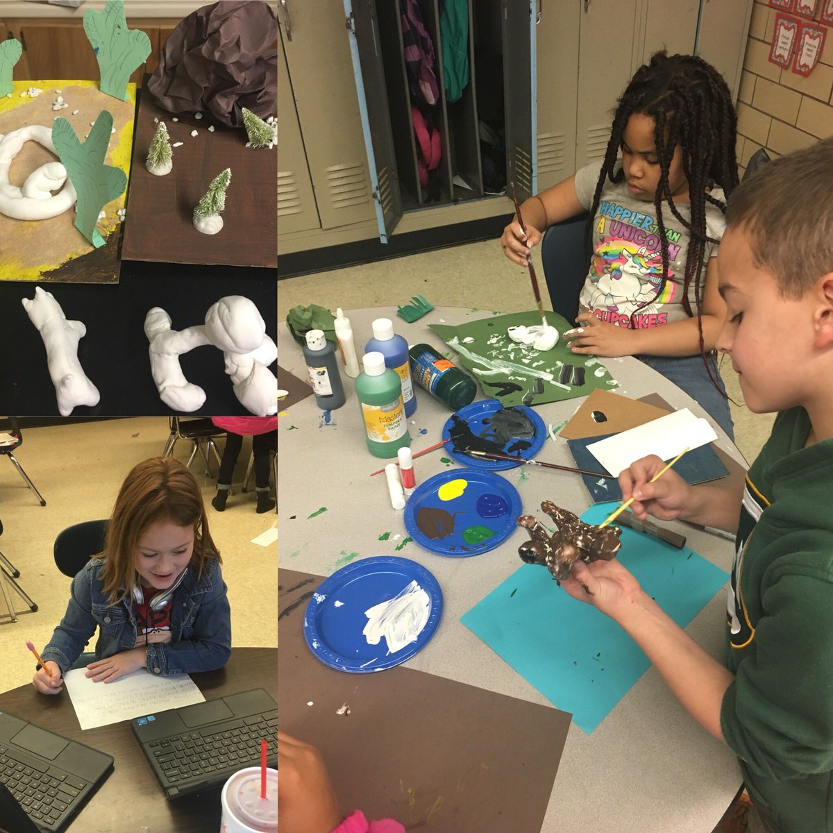 ElizMccue's tweet photo. Researching animals and creating them in their habitats...preparing for another amazing LE #beaumontcreates #exhibitnightpreview @MrsJatBMA @BMAWindyC @tracymarsh123 @norris1bb https://t.co/cc71Z2UQWS