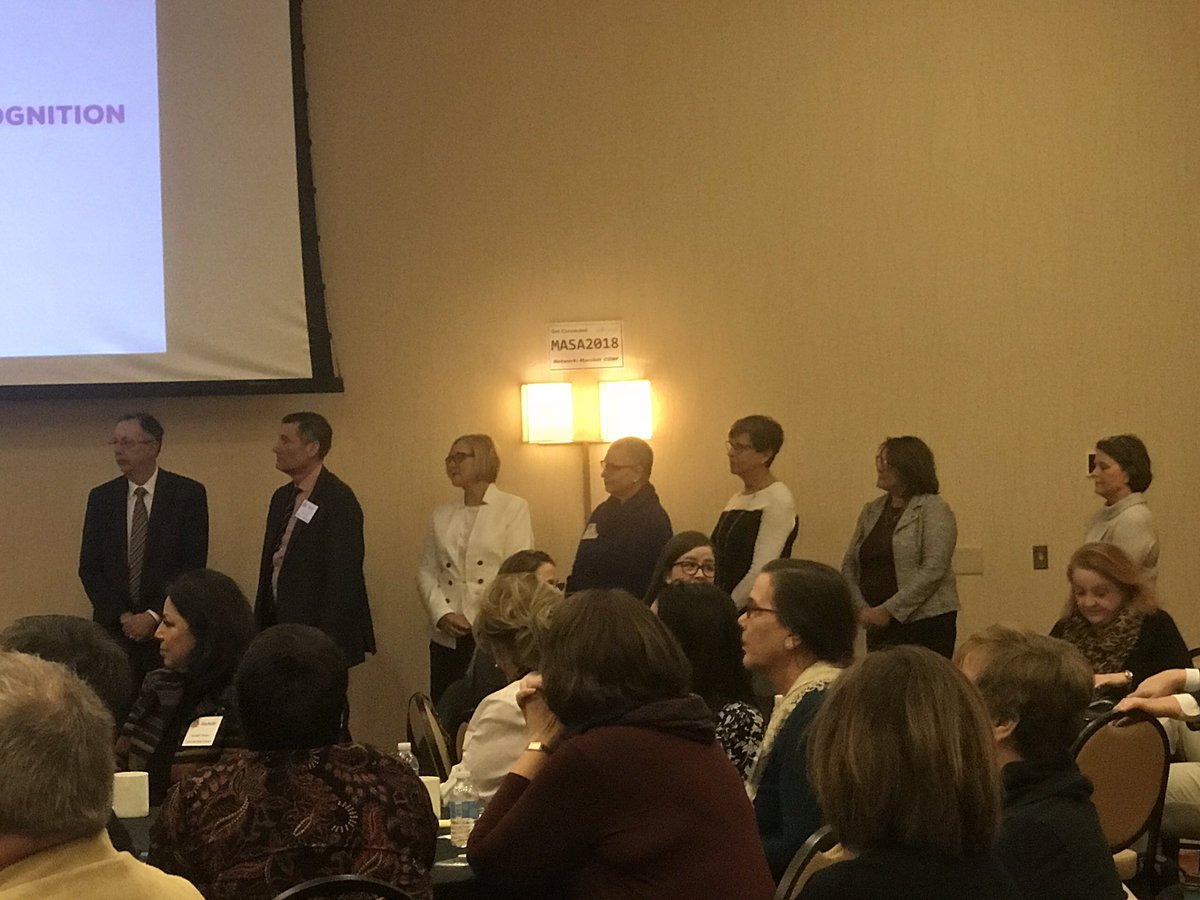 DrTStaloch's tweet photo. Congrats to @juliaespegmail, the Kay E. Jacobs Memorial Award winner & to retiring superintendents. Thanks for loving kids! #masamase18 https://t.co/W3ggBVNuVl