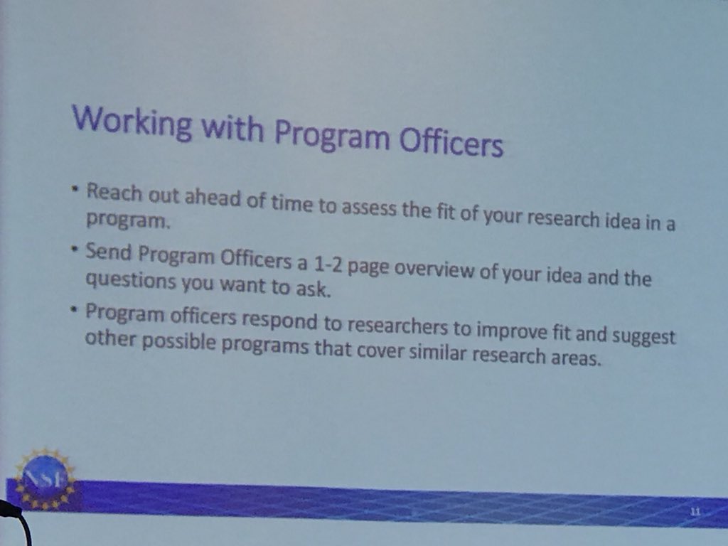 APLU_BHHS's tweet photo. Great advice from Dr. Cook, @NSF Assistant Director for the Directorate for Social, Behavioral, &amp; Economic Sciences, for those seeking NSF funding- @APLU_BoHS Spring Meeting #ISpyHumanSci #HumanSci2018 https://t.co/J4cpMScqR8
