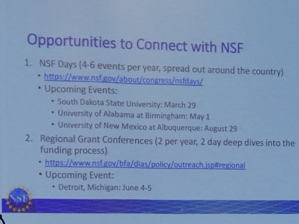 APLU_BHHS's tweet photo. Great advice from Dr. Cook, @NSF Assistant Director for the Directorate for Social, Behavioral, &amp; Economic Sciences, for those seeking NSF funding- @APLU_BoHS Spring Meeting #ISpyHumanSci #HumanSci2018 https://t.co/J4cpMScqR8