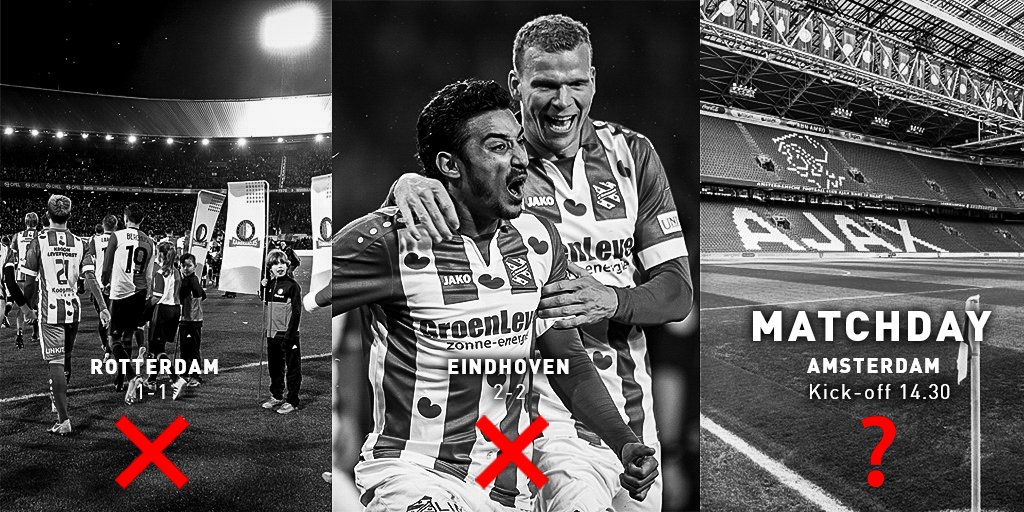 ⚔️ MATCHDAY! Wat wordt het vandaag?

⭕️ Winst
❌ Gelijkspel
🚫 Verlies

Kunnen we na Feyenoord en PSV ook Ajax in een uitduel verrassen?💥 #ajahee