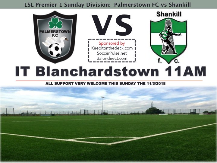 NOTICE OF VENUE CHANGE:  This Sundays <a href="/LSLLeague/">Leinster Senior League</a> Premier 1 Sunday game versus Shankill FC will now take place on the state of the art 4g astro surface in IT Blanchardstown.