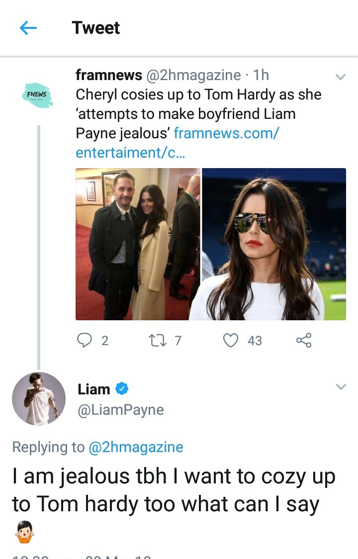 Zayn collect your man, he is out there wildin. Sam Smith, Tom Hardy. Who is next?