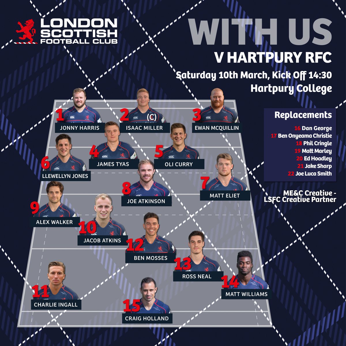 LSFCOfficial's tweet photo. 📢 TEAM NEWS | Here is the @LSFCOfficial side which will take on @HartpuryRFC tomorrow.

🔙 @JonnyHarris5, @cHolland15, @MattyEliet &amp; Ewan Mcquillin all return to starting XV.

Full Team News ➡️ https://t.co/Ygf70C3LzZ https://t.co/1LJtFzG03Q
