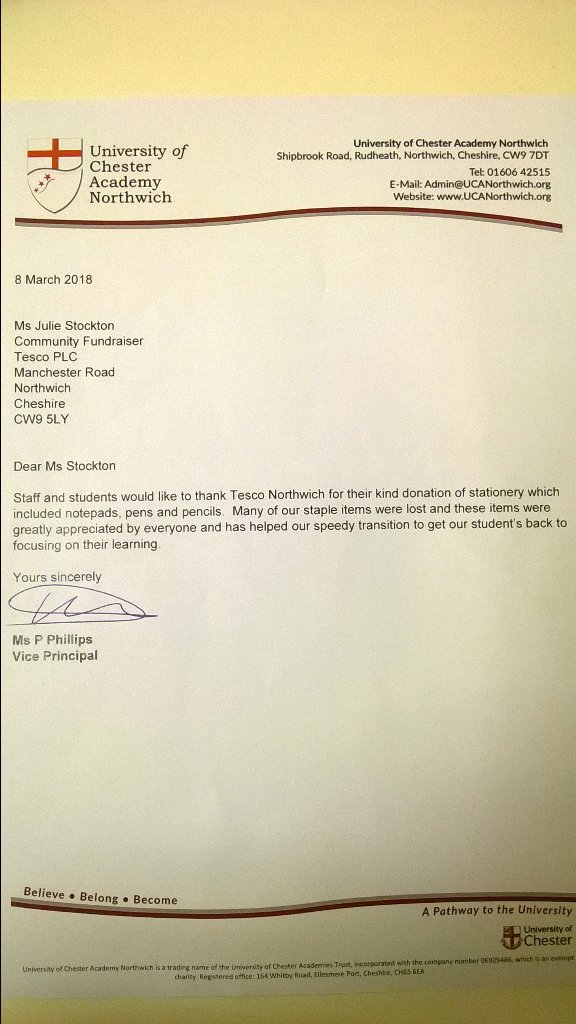 Just a few of the donations made to UCAN Northwich to help the students after a fire in the school <a href="/ThomasRichard14/">Thomas Richardson</a>