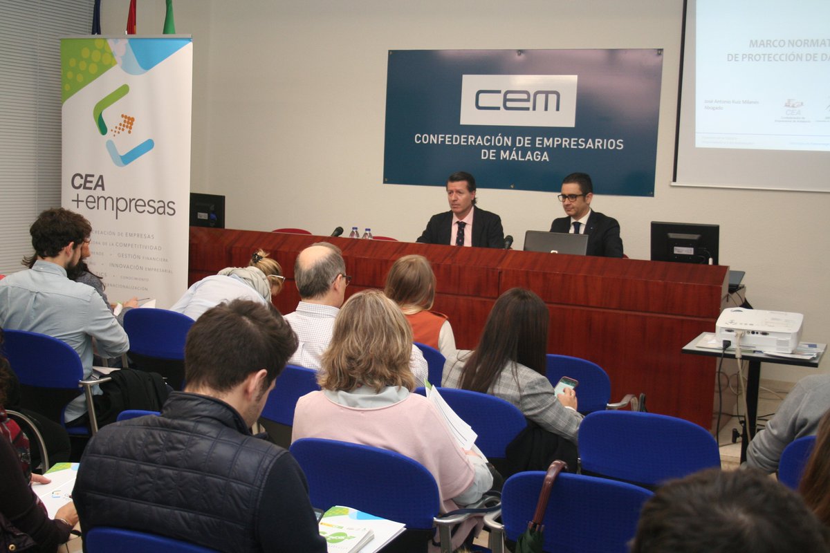 cemmalaga's tweet photo. Esta mañana analizamos el nuevo Reglamento Europeo sobre Protección de Datos, de la mano de CEA +empresas. https://t.co/E6Y4PWTdpf