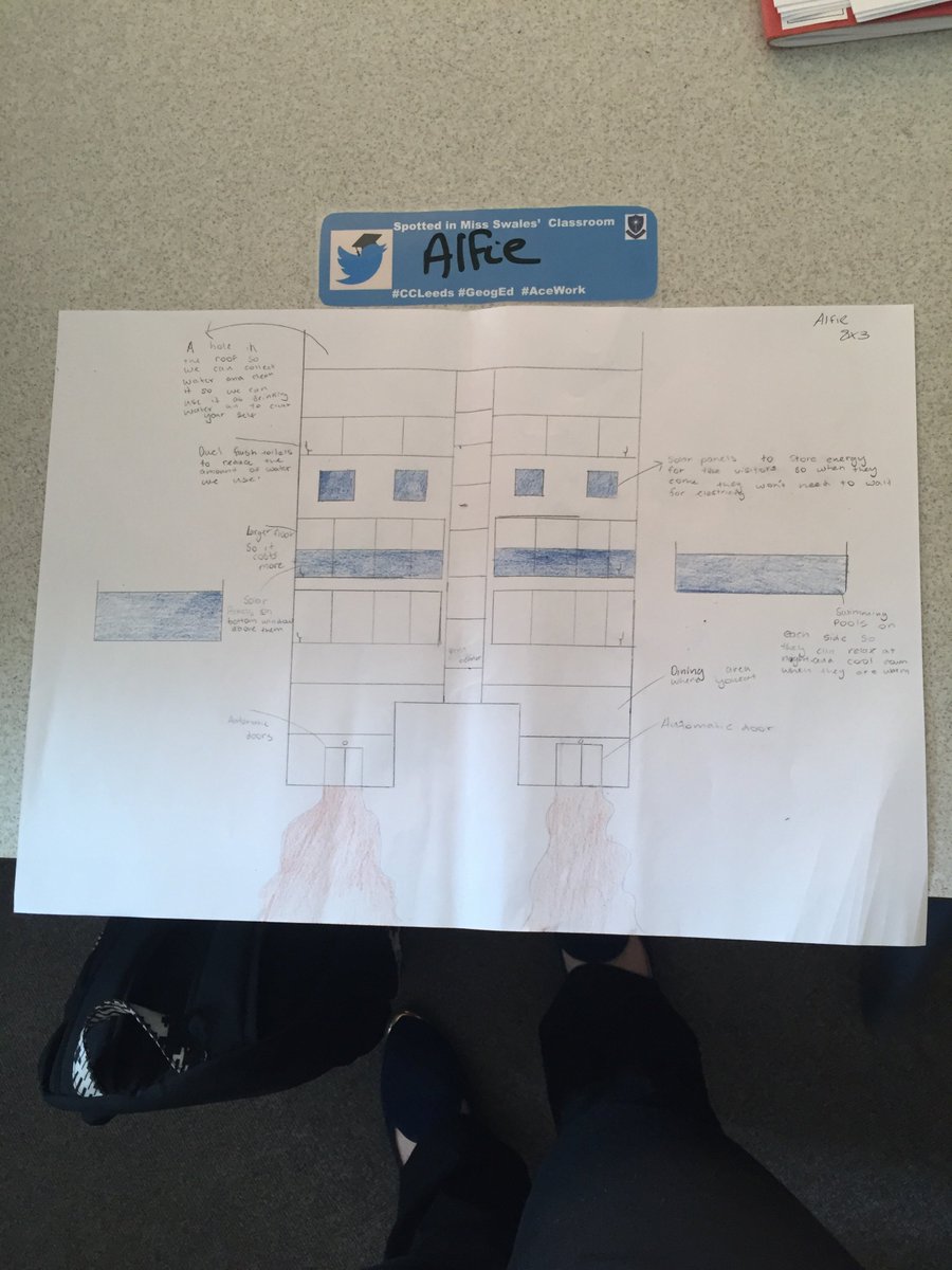corpusleeds's tweet image. Spotted in Miss Swales' classroom, 8X3 working hard to create their own sustainable hotel in Dubai. They took into consideration the climate and the fact that Dubai is the 'golden city'. #CCLeeds #GeogEd #AceWork