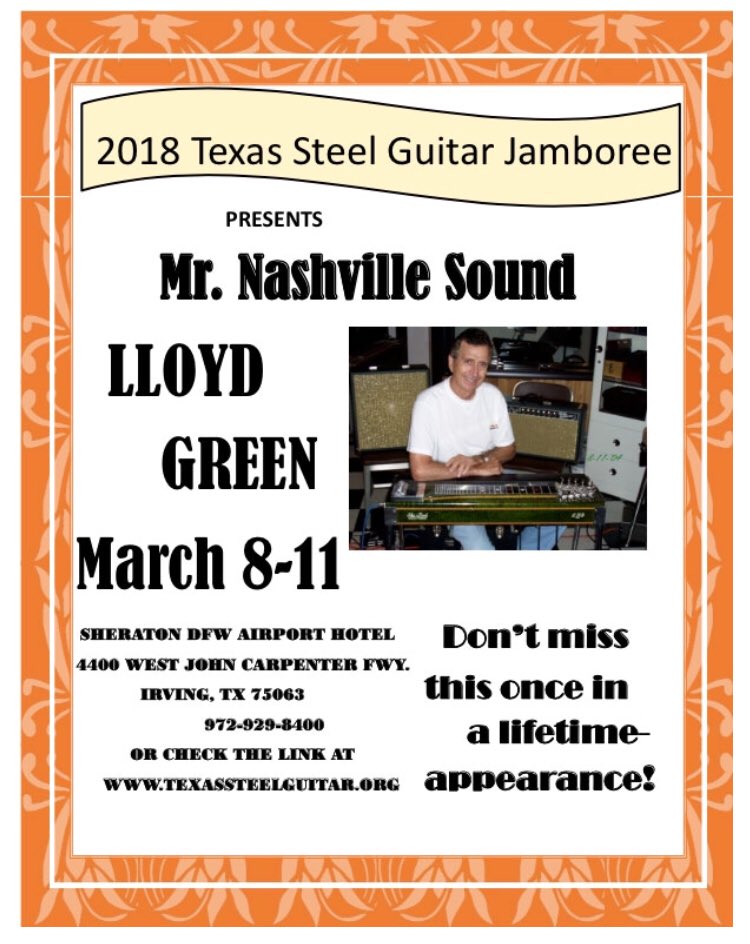 SuonnaKononen's tweet photo. Tänään countrymatkalaisen ohjelmassa Texas Steel Guitar Jamboree. Esiintymässä mm. pedal steel -legendat #LloydGreen ja #JayDeeManess. https://t.co/qZpmgCRMOb