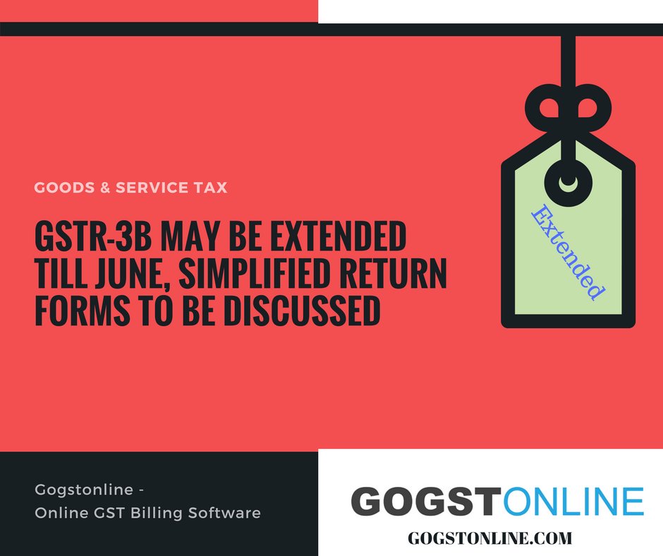 gogstonline's tweet photo. The GST Council in its meeting on Saturday is likely to extend the deadline for filing of simplified sales return GSTR-3B by three months till June. 
https://t.co/i8QuK7DRhu 
#gst #gstonline #hsn #indianeconomy #gstbiling #goodsandservicetax #GST https://t.co/pnfluGCSqI