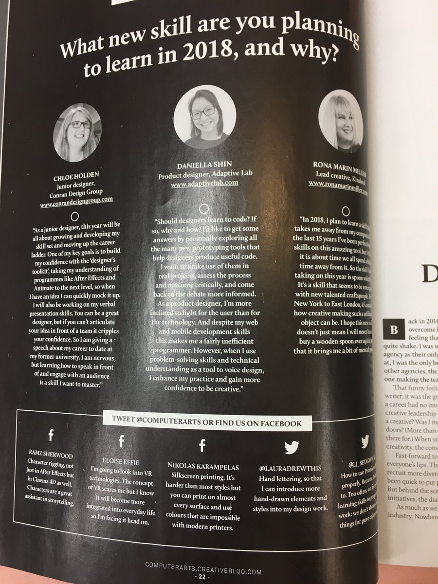 idean_UK's tweet photo. 📢 Our own @daniellashin is featured in March print issue of @ComputerArts. She talks about why (and to what extent) product designers should learn to code 🤘 https://t.co/wITujGwvxT