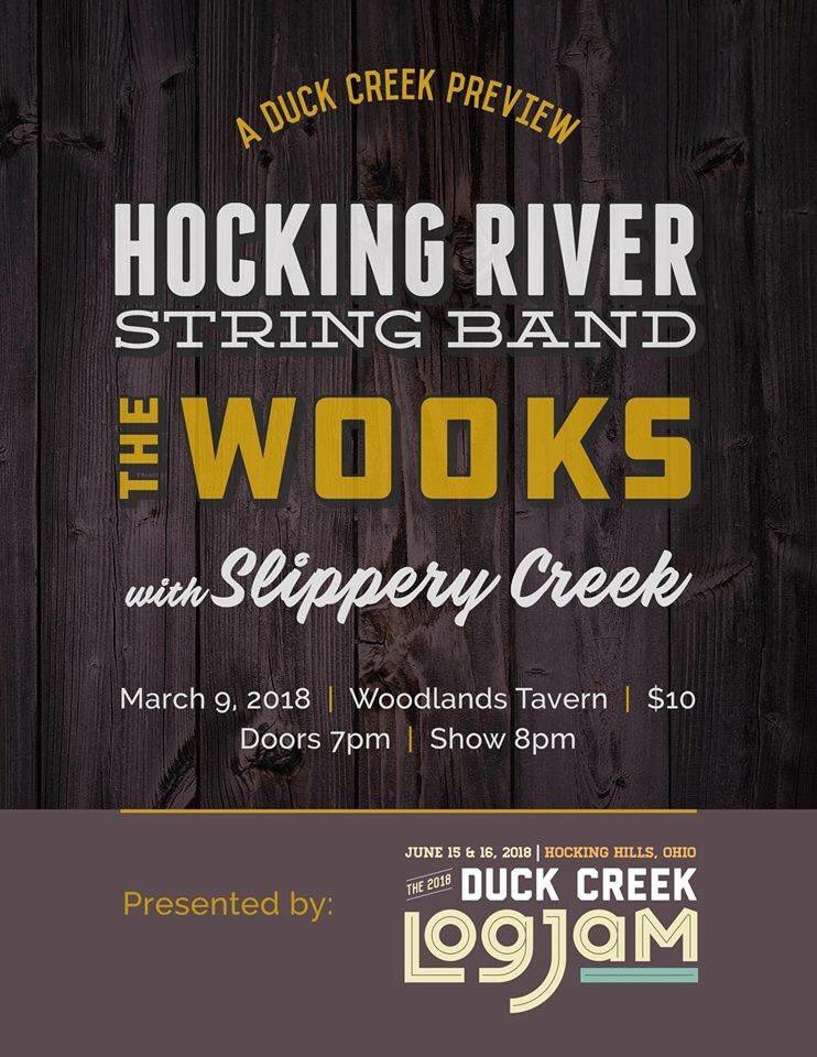 DuckCreekLogJam's tweet photo. Tonight!   @wookoutamerica @HockingRiverSB @WoodlandsTavern #asseenincolumbus #duckcreekohio https://t.co/jZuh6BLFVd
