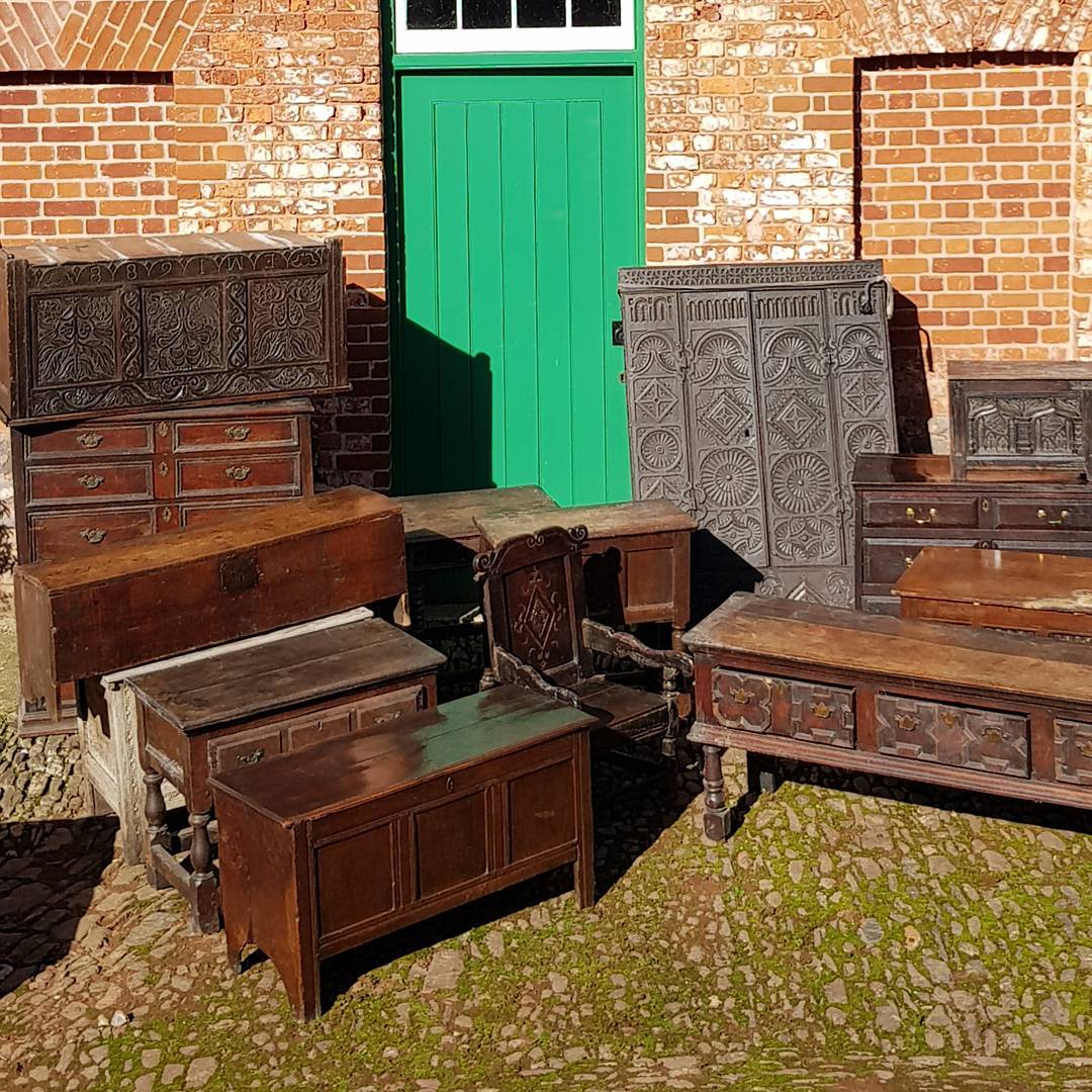 LandmarkTrust's tweet photo. John Evetts, Landmark's Furnishings Manager, has unearthed these #beautiful pieces of #oak #furniture from our stores for Llwyn Celyn - our ongoing #restoration project in #Wales, soon to be a new Landmark! https://t.co/9nOlIhBWbQ