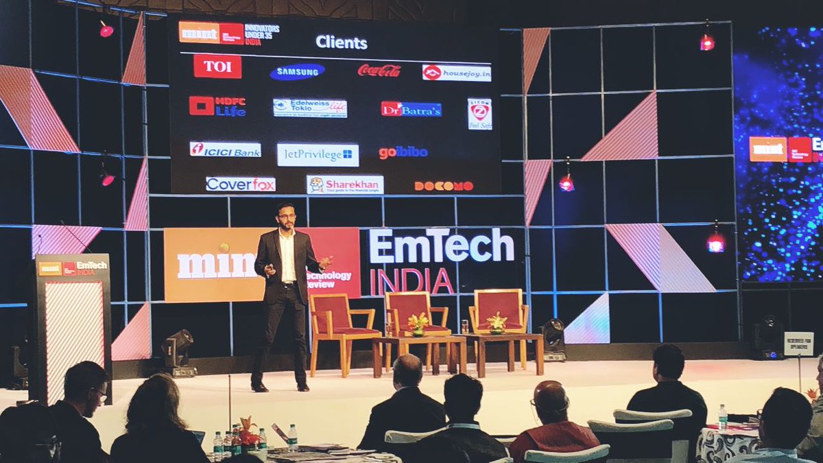 MintEventsLive's tweet photo. Innovators Under 35: @srajdev, Co-founder and Chief Technology Officer, Haptik Inc., Mumbai, have created over 100+ bots currently deployed in both consumer and enterprise environments. #EmTechIndia 2018
Watch the event live - https://t.co/en59NLHKhO https://t.co/jtzfJ5yB0J