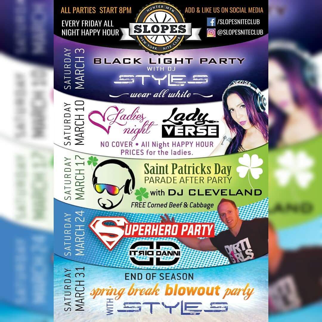 SlopesNiteClub's tweet photo. This Saturday is LADIES NIGHT at Slopes! @LadyVerse in the booth from 10-4! #huntermountain #slopesniteclub #slopesnightclub #ladiesnight #bacheloretteparty #nyc #happyhour #hamptonsnorth https://t.co/KXn58rbsLH