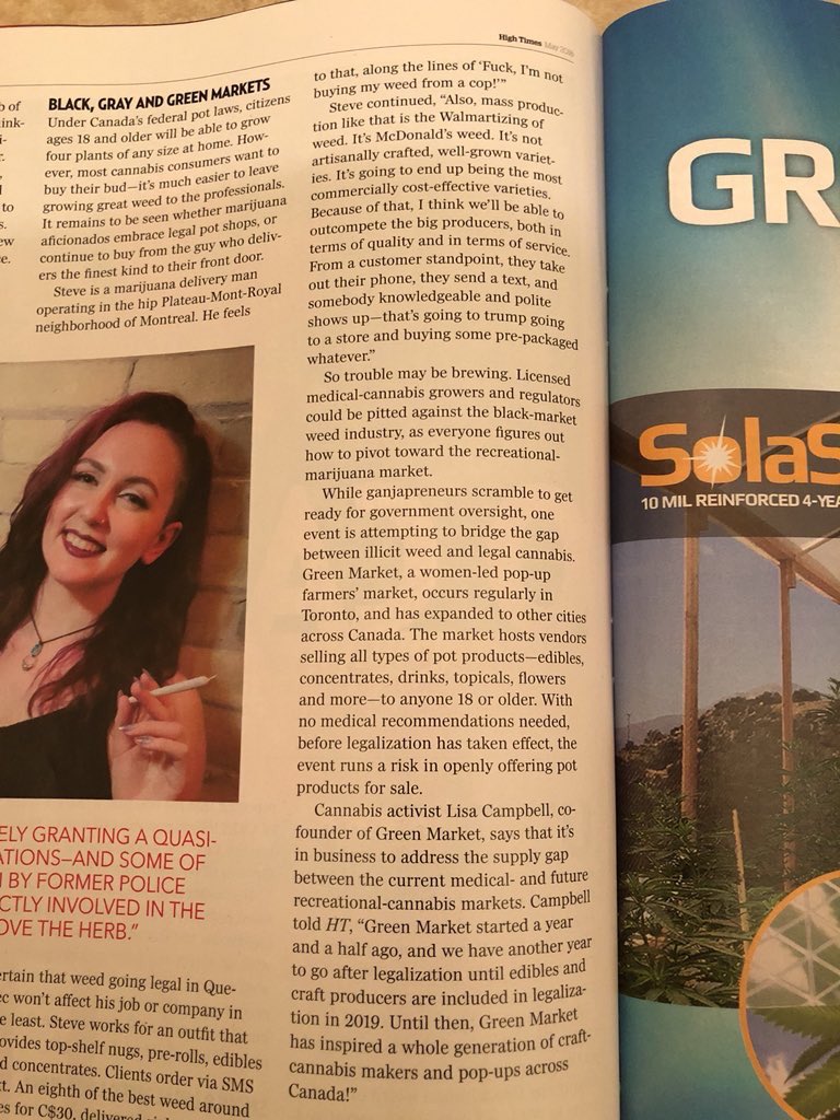 qnp's tweet photo. Thanks to @PsHewett for sending these snaps of the new Special Collector’s Edition of @HIGH_TIMES_Mag featuring @greenmarketto 🍁💯💚🙏 #mmj #cannabisqueens #greenmarketto #greenmarket #ohcannabis #cannabis #hightimes #highsociety #ACMPR #legalizecanada #420to #420toronto #gmmto https://t.co/vY2PrPNERm