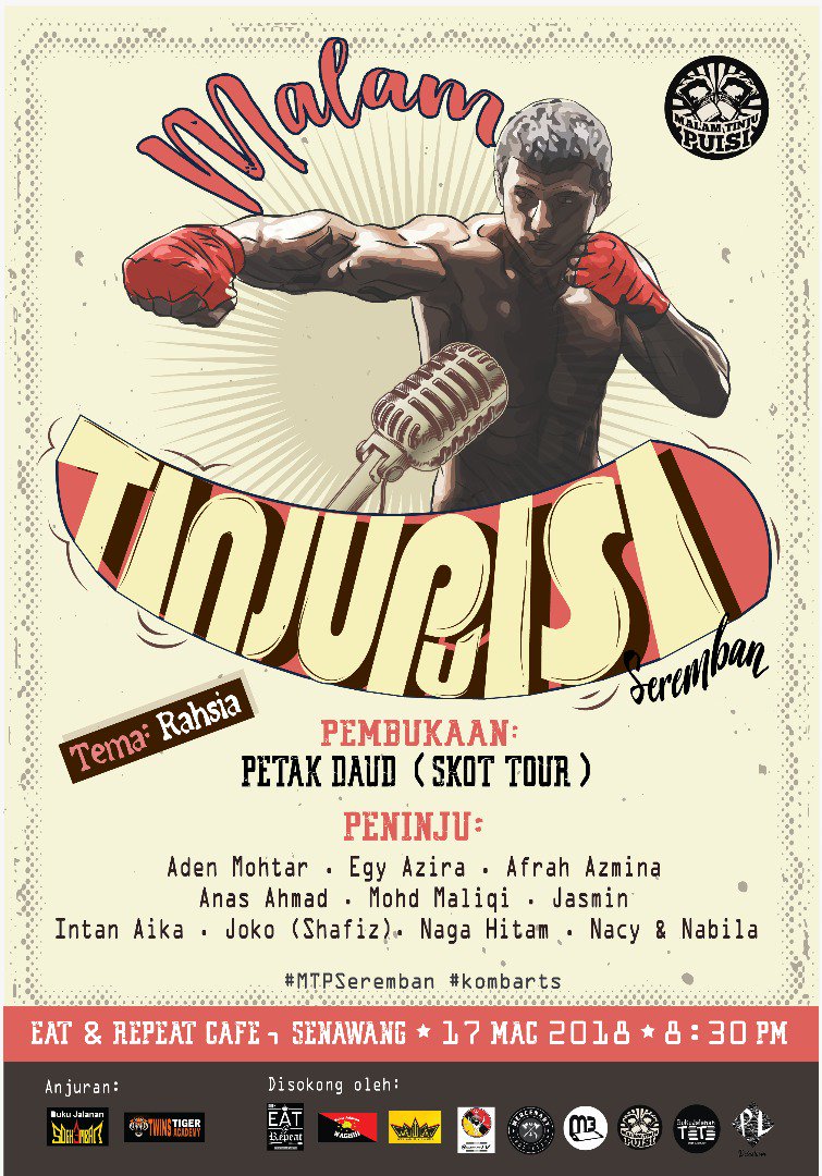 BJSeremban's tweet photo. KEMAS KINI POSTER #MalamTinjuPuisi #MaTiPu #MTPSeremban https://t.co/uTustW4YDO
