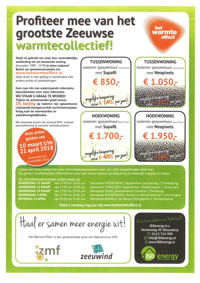 Volgende week start de actieperiode van het warmte effect - isoleren. Wees welkom op de informatiebijeenkomsten. hetwarmteeffect.nl <a href="/ZMfZeeland/">ZMf</a> 🏠