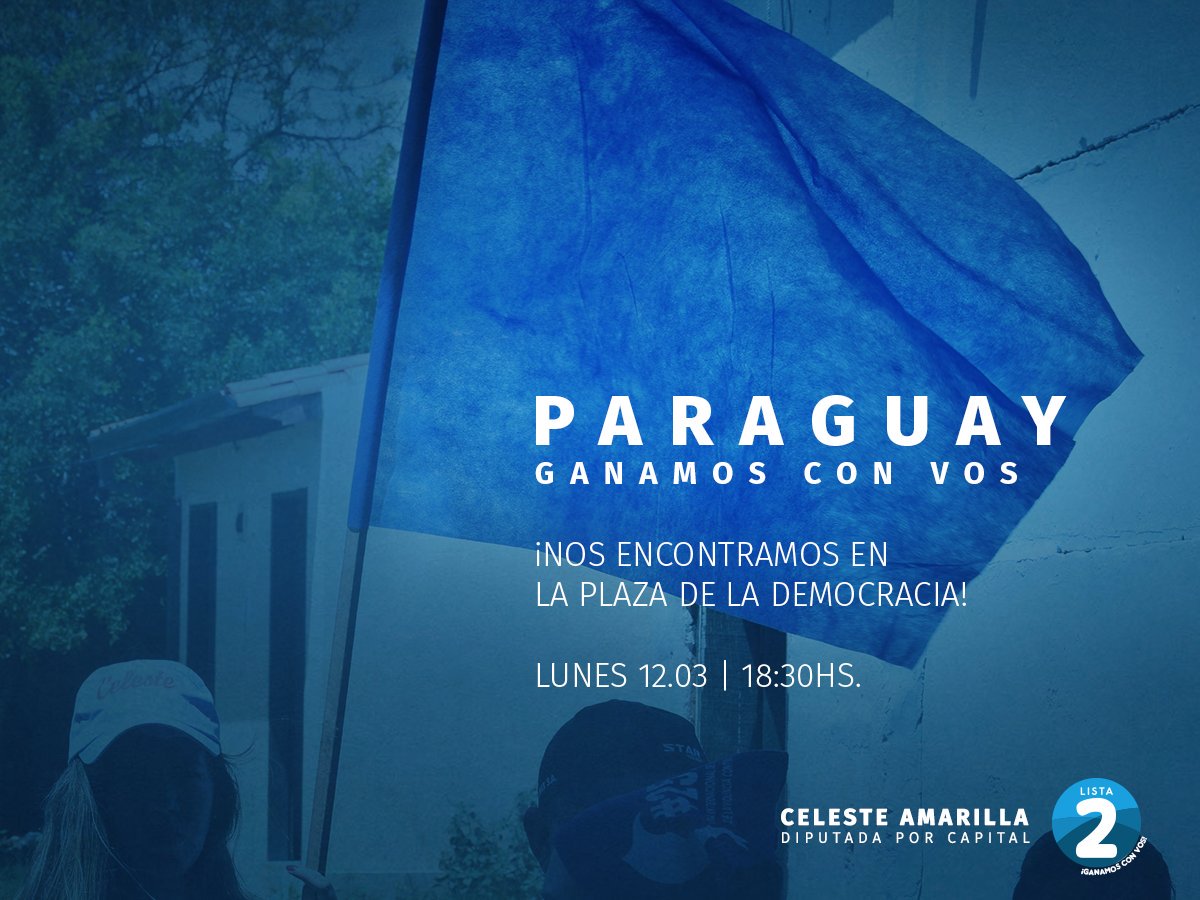 CelesteSenadora's tweet photo. ¡Sumate al encuentro en la Plaza de la Democracia este lunes 12 de marzo!
Te esperamos a partir de las 18:30 hs. Trabajando en equipo, sí podemos ganar algo mejor para todos. #GanamosConVos https://t.co/gYzI6GuxUx