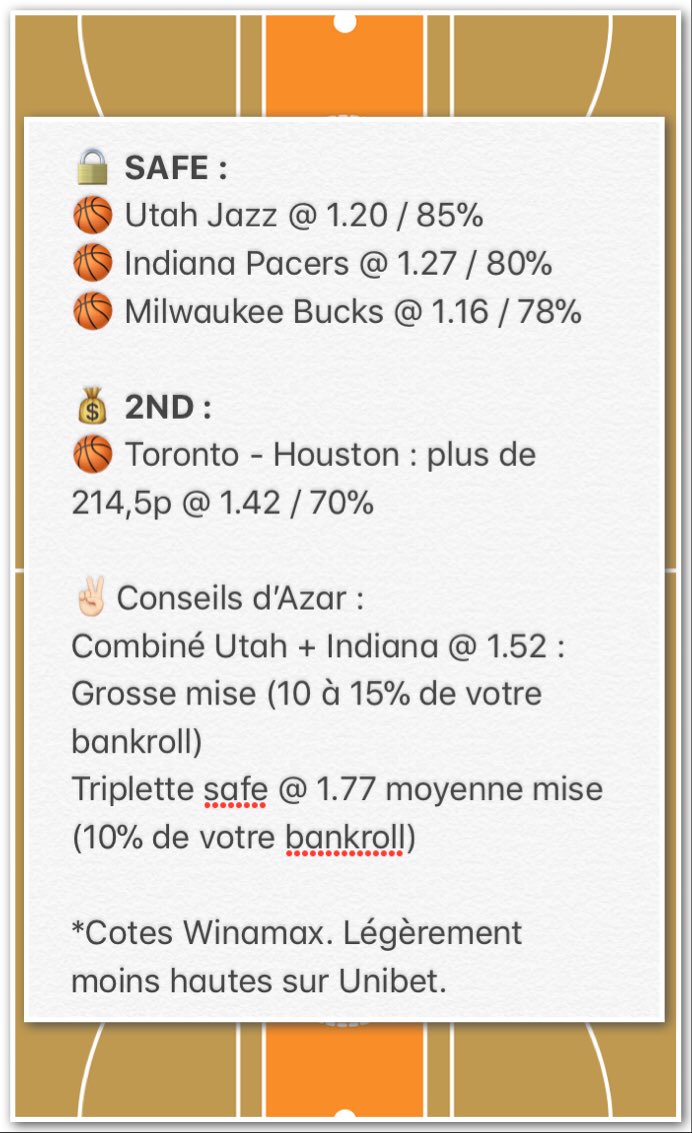 Azar_Nba's tweet photo. 🔒 Pronos du jour 🔒
Grosse confiance, c’était prévisible mais j’y ai passé beaucoup de temps histoire d’etre sûr de compenser la première défaite d’hier 🔥💰 Likez la team on va remettre le feu dès ce soir ! #NBA #TeamAzar #TeamParieur #Prono Safe Mars : 16/17 🙏🏻💰 https://t.co/NF3W9T7Yan