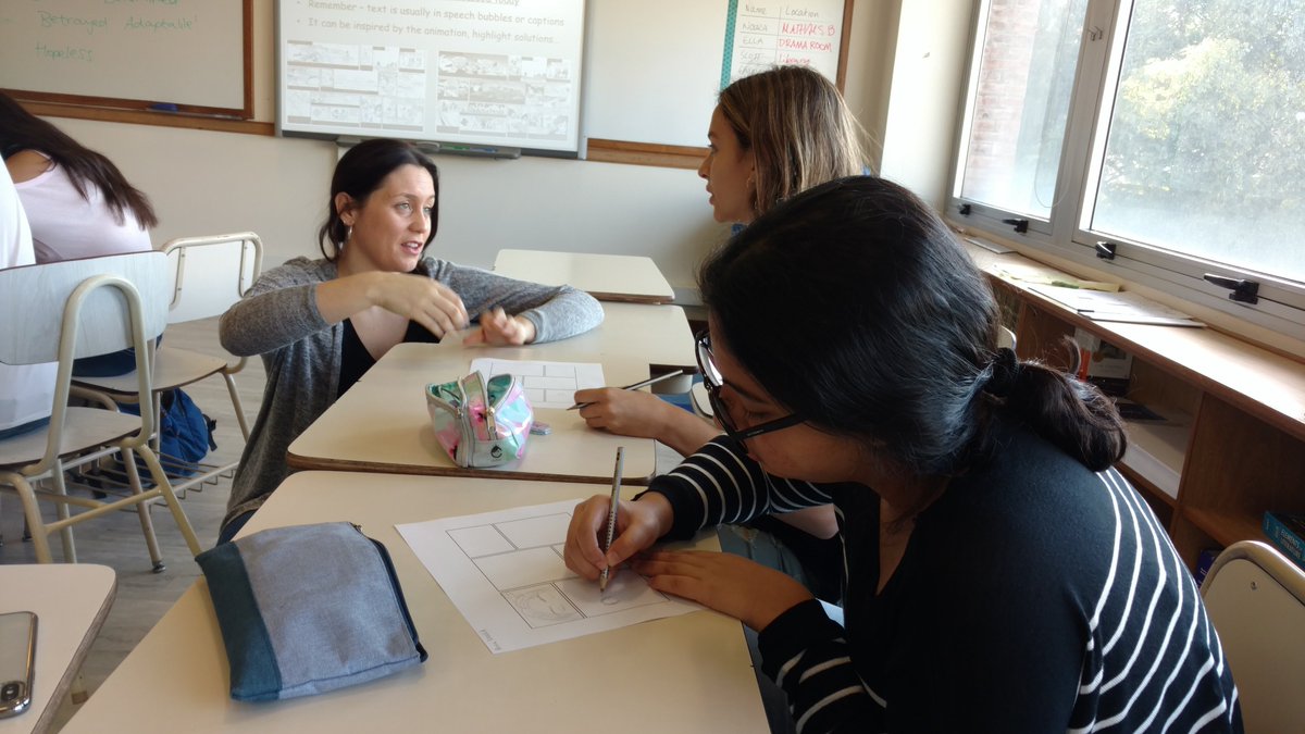 Naomi_Barbour's tweet photo. Last day of workshops with Grace Benati from @PosNegOrg @WhyComicsOrg. Thanks for the visit and for giving us all plenty to think about! #HSLangAndLearning #aeLincoln #aelpd @Susankr https://t.co/H1vjUO2Mcm