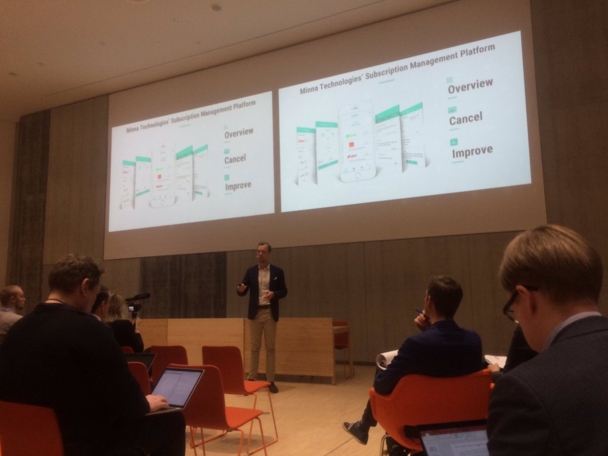 sorensailor's tweet photo. Nice pitch by @minnatech at the #OPxOpenBanking. Big saving possibilities in managing your subscriptions. https://t.co/Qqq5rK2I3r