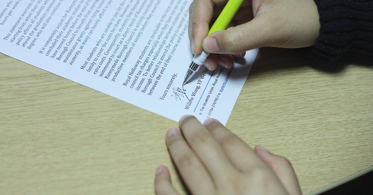 SURHUL's tweet photo. At the end of your third year, the council will be charging you council tax. We’re mass sending letters to the council asking that they nullify this cost, but we need your help. On Tuesday 13 March we’ll be hosting a letter signing workshop. https://t.co/CPJRDUG1fu https://t.co/WY7iVqez2y