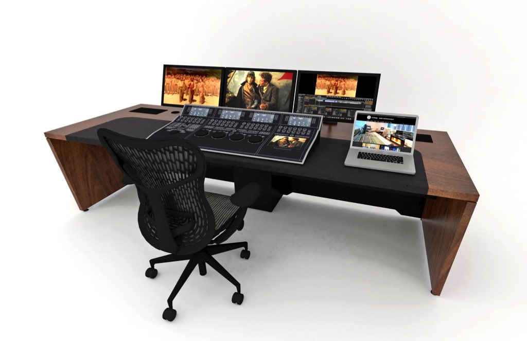 AKAdesignuk's tweet photo. Just signed off this custom Grading desk in Walnut and leather to hold the @_digitalvision_ Precision controller. Heading off to Paris at the end of the month. #grading #studiofurniture #studio #post #colurgrading #custom https://t.co/eaYAUTOdzb