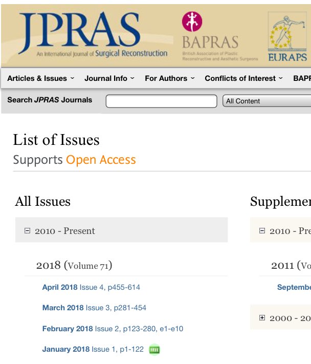JPRASurg's tweet photo. #FreePaperFriday #PlasticSurgery
January is still open access on https://t.co/wn3lUywCpE - some highlights:
The Cambridge team detail their experience of #BreastReconstruction & #dermalmatrices
https://t.co/iz6LIHXL4z
Lateral femoral condyle flap:
https://t.co/yiPifM6jzu https://t.co/vjl36G8duF