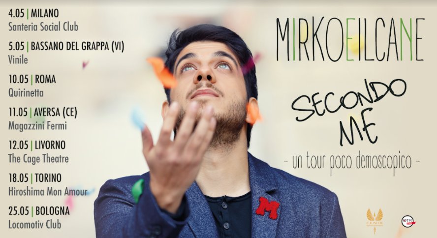 OTRlive's tweet photo. "Secondo me - Un tour poco demoscopico". @Mirkoeilcane sui palchi dei club italiani, a partire dal 4 maggio! 😉
Info e prevendite su -> https://t.co/2zqicwG8NS
#secondometour #untourpocodemoscopico https://t.co/bEY6PiKvzg