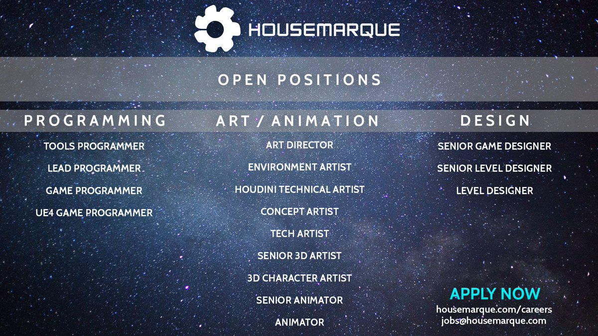Housemarque on Twitter: "We have a bunch of exciting job openings here  @Housemarque. Check out the up-to-date list of open positions at  https://t.co/o4A2qxu3yo and apply now! https://t.co/R41EFwNWIq" / Twitter