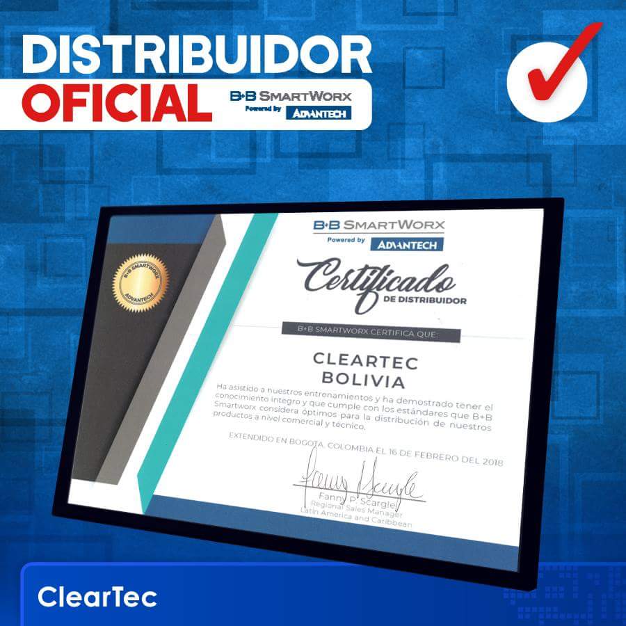 CleartecBolivia's tweet photo. Advantech B+B SmartWorx​ certificó a Cleartec Bolivia​ como óptimo distribuidor de sus productos a nivel comercial y técnico.  Demostrando conocimiento integro y cumpliendo con sus estándares de calidad.

#Cleartec #Redes #Telecomunicaciones #SantaCruzdelaSierra #Bolivia https://t.co/xaKATXtmMu