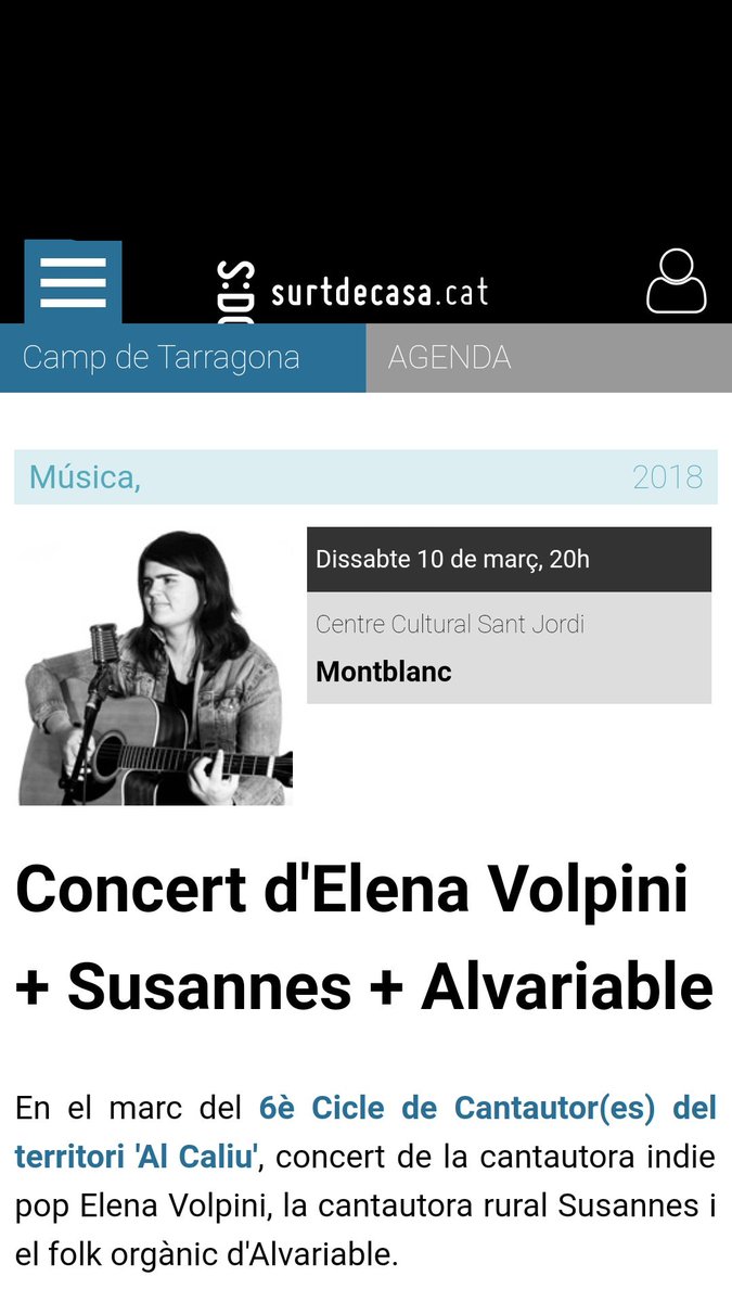 al_caliu's tweet photo. Demà tenim el 3r concert del cicle #AlCaliu2018! 🎶
🕗 És a les 20h al Centre Cultural Sant Jordi de Montblanc. Entrada lliure.
Podrem escoltar a:
- @Elena_Volpini (indie pop)
- #Susannes (cantautora rural)
- #Alvariable (folk orgànic) https://t.co/Rs5mDymiBX