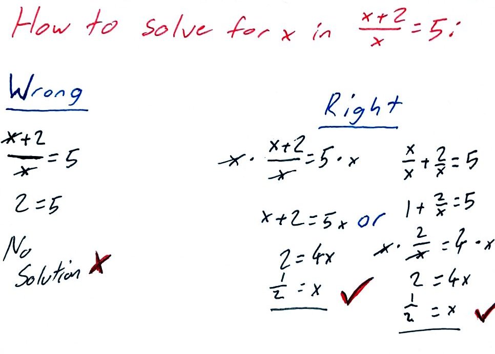 GrantMathDept's tweet photo. How to solve a basic rational equation, courtesy of @LeemCappuccino : https://t.co/EGn60ELws5